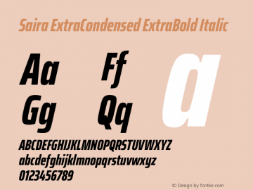 Saira ExtraCondensed ExtraBold Italic Version 1.101图片样张