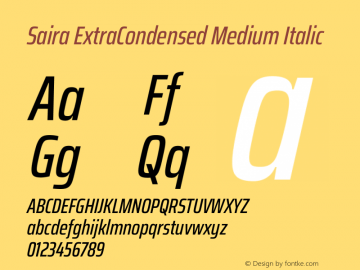 Saira ExtraCondensed Medium Italic Version 1.101图片样张