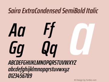 Saira ExtraCondensed SemiBold Italic Version 1.101图片样张