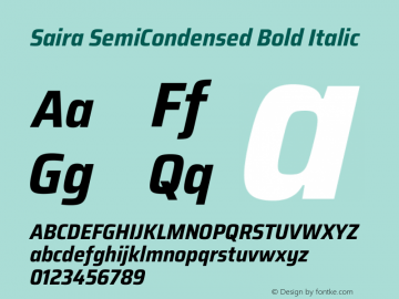 Saira SemiCondensed Bold Italic Version 1.101图片样张
