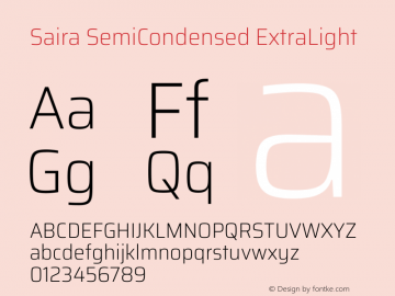 Saira SemiCondensed ExtraLight Version 1.101图片样张