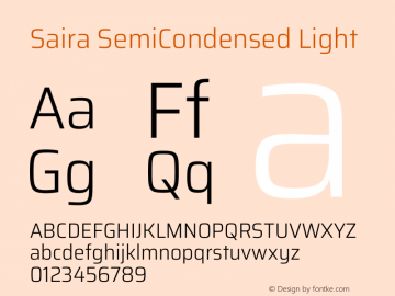 Saira SemiCondensed Light Version 1.101图片样张