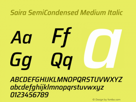 Saira SemiCondensed Medium Italic Version 1.101图片样张