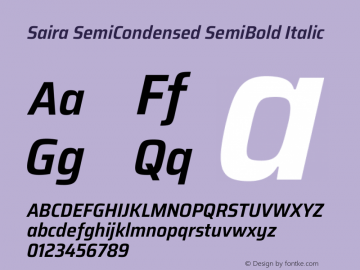 Saira SemiCondensed SemiBold Italic Version 1.101图片样张