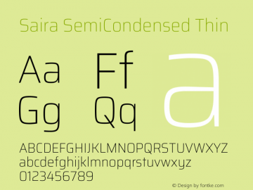 Saira SemiCondensed Thin Version 1.101图片样张