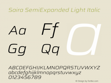 Saira SemiExpanded Light Italic Version 1.101图片样张