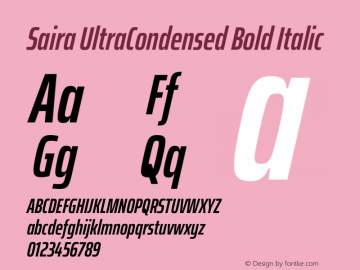 Saira UltraCondensed Bold Italic Version 1.101图片样张