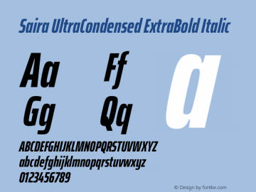 Saira UltraCondensed ExtraBold Italic Version 1.101图片样张