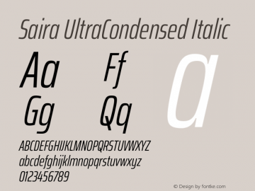 Saira UltraCondensed Italic Version 1.101图片样张