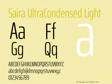 Saira UltraCondensed Light Version 1.101图片样张