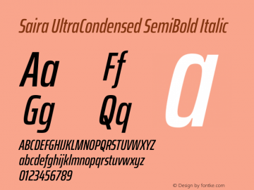 Saira UltraCondensed SemiBold Italic Version 1.101图片样张
