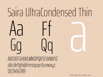 Saira UltraCondensed Thin Version 1.101图片样张