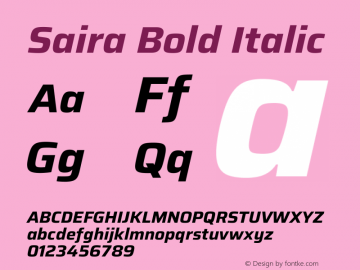 Saira Bold Italic Version 1.101图片样张