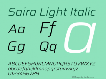 Saira Light Italic Version 1.101图片样张