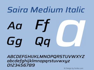 Saira Medium Italic Version 1.101图片样张