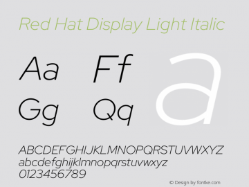 Red Hat Display Light Italic Version 1.021图片样张