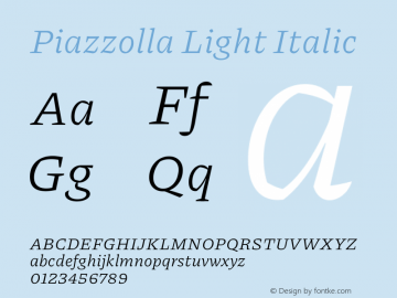 Piazzolla Light Italic Version 2.005图片样张