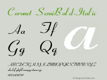 Coronet SemiBold-Italic Version 001.000 Font Sample