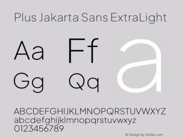 Plus Jakarta Sans ExtraLight Version 2.006图片样张