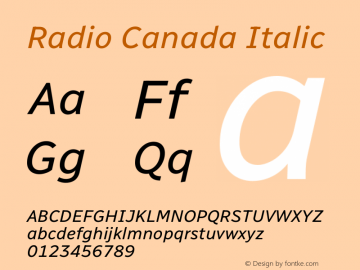 Radio Canada Italic Version 2.102图片样张