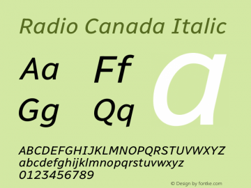 Radio Canada Italic Version 2.102图片样张