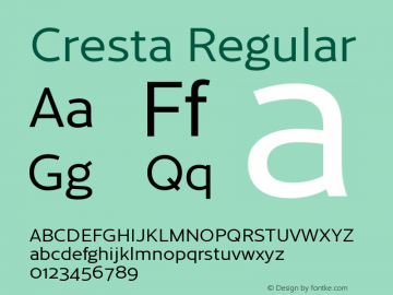 Cresta-Regular Version 1.000;PS 1.0;hotconv 1.0.88;makeotf.lib2.5.647800图片样张