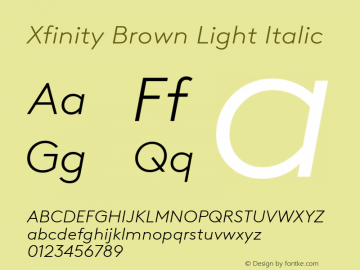 XfinityBrown-LightItalic Version 1.001; build 0006图片样张