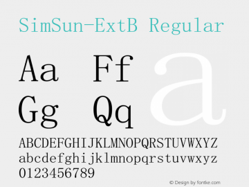 SimSun-ExtB Regular Version 5.01 Font Sample