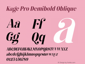 Kage Pro Demi Bold Oblique Version 2.001;FEAKit 1.0图片样张