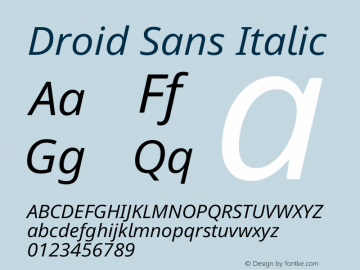 Droid Sans Oblique Version 1.55 build 114图片样张