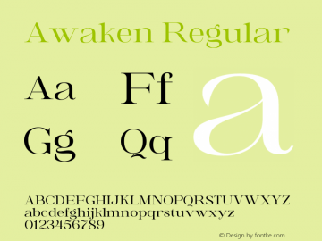 Awaken-Regular Version 1.002;Fontself Maker 3.5.4图片样张