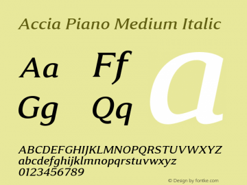 AcciaPiano-MediumItalic Version 1.002图片样张
