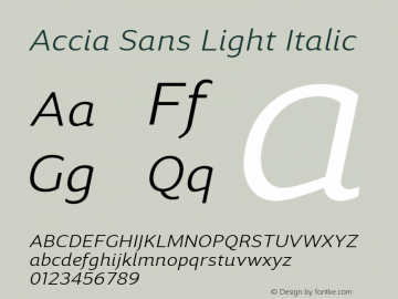 AcciaSans-LightItalic Version 1.002图片样张