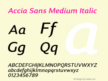 AcciaSans-MediumItalic Version 1.002图片样张