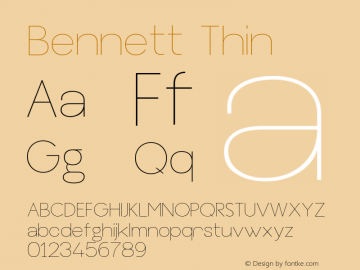 Bennett Thin Version 1.000;hotconv 1.0.109;makeotfexe 2.5.65596图片样张