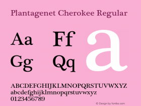 Plantagenet Cherokee Regular Version 5.00 Font Sample