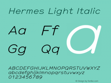 Hermes Light Italic Version 6.001图片样张