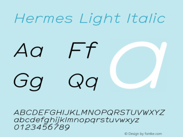Hermes Light Italic Version 6.001图片样张