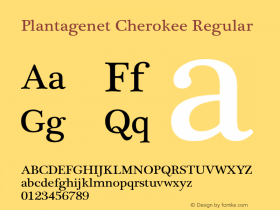 Plantagenet Cherokee Regular Version 5.07 Font Sample