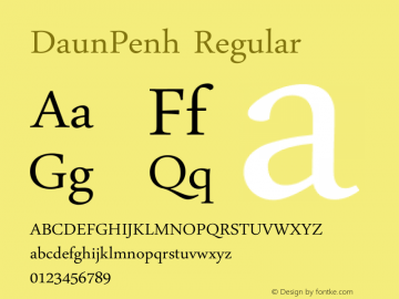 DaunPenh Regular Version 5.05 Font Sample