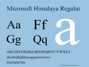 Microsoft Himalaya Regular Version 5.00 Font Sample