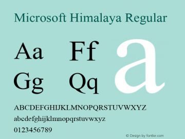 Microsoft Himalaya Regular Version 5.01 Font Sample