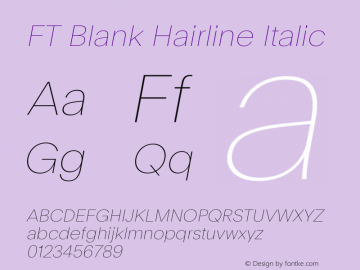 FT Blank Hairline Italic Version 1.001;FEAKit 1.0图片样张