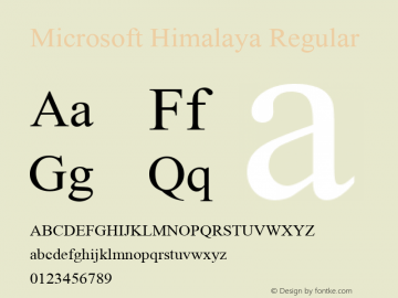 Microsoft Himalaya Regular Version 5.06 Font Sample