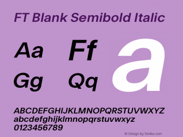 FT Blank Semibold Italic Version 1.001;FEAKit 1.0图片样张