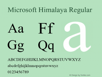 Microsoft Himalaya Regular Version 5.00 Font Sample