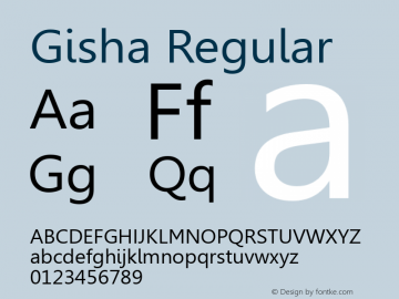 Gisha Regular Version 5.00 Font Sample