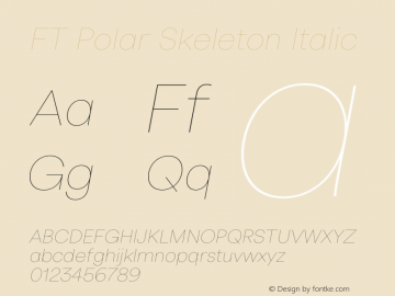 FT Polar Skeleton Italic Version 3.001;FEAKit 1.0图片样张