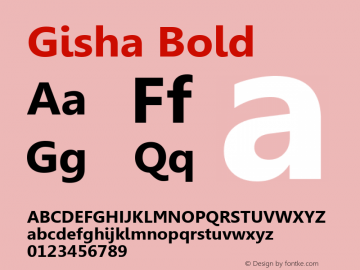 Gisha Bold Version 5.00 Font Sample