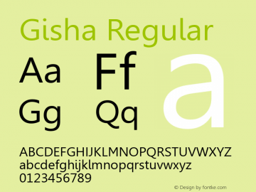 Gisha Regular Version 5.01 Font Sample